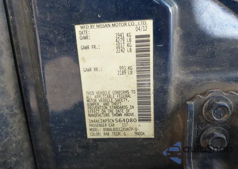 2012 Nissan Altima 2.5 S from USA, damaged, VIN 1N4AL2AP3CN564080